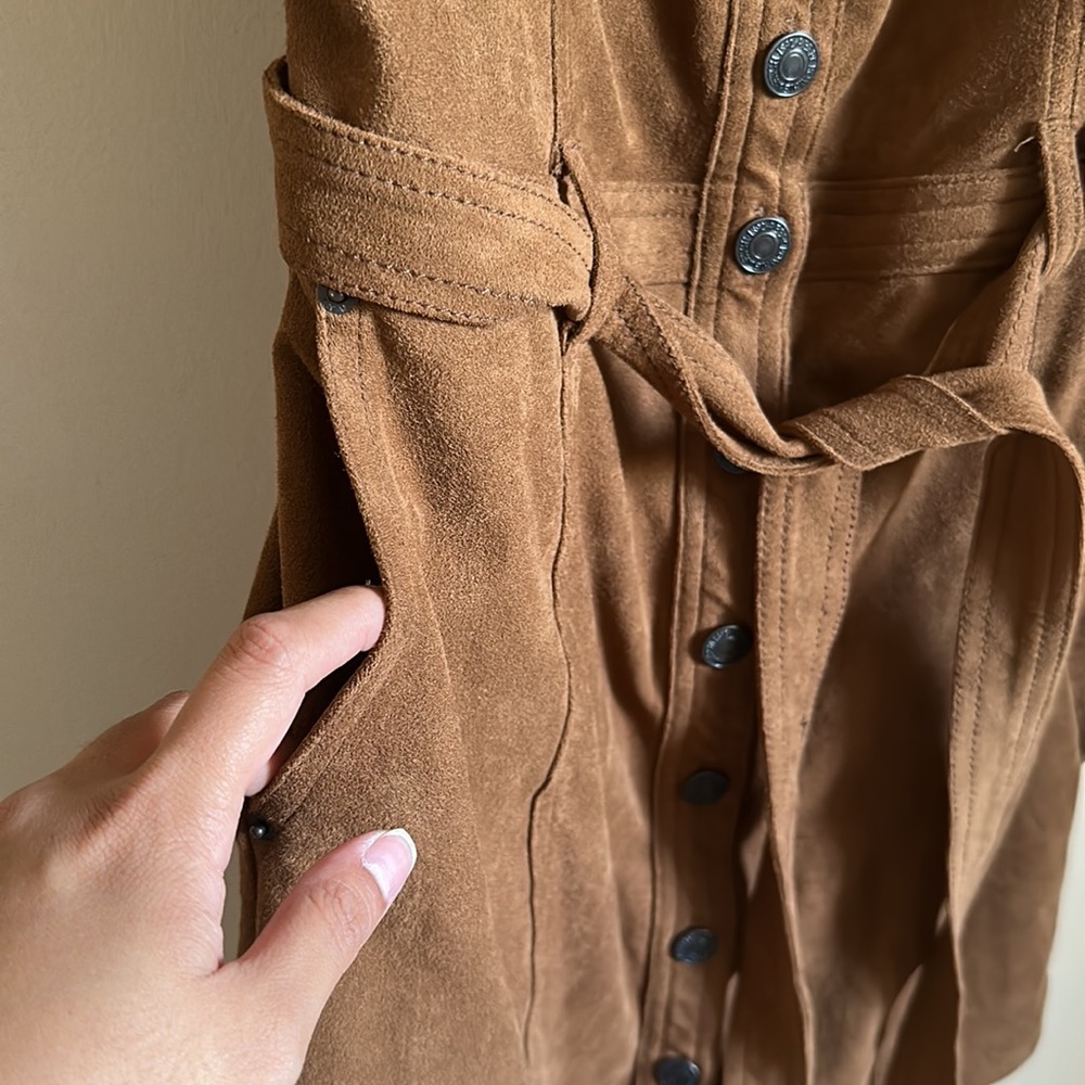 Abercrombie and Fitch brown Suede button down dress small - Picture 3 of 7